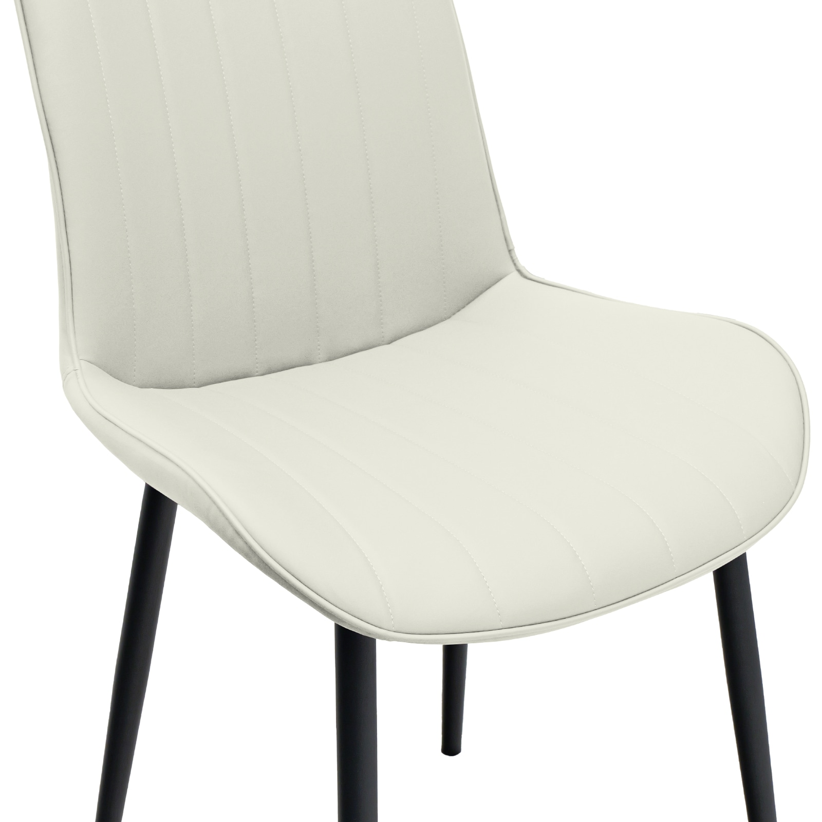White PU Leather Dining Chair With Metal Legs, Wave Pattern Upholstered Armless Chair Set Of 4 For Kitchen, Restaurant, Living, Meeting Room_voghion.com
